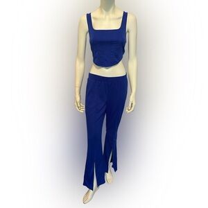 Women Fashion Solid Color Trousers Pants and Top